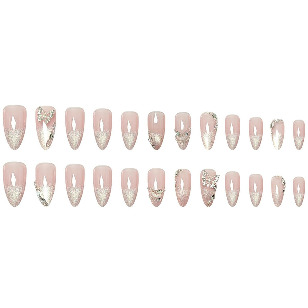 KRTBKR hands applying a press-on nail showing easy, quick at-home application