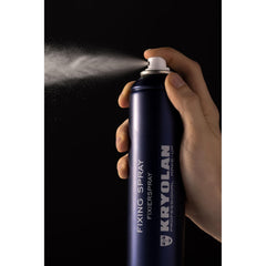 Kryolan fixing spray mist in use preserving makeup during application benefit