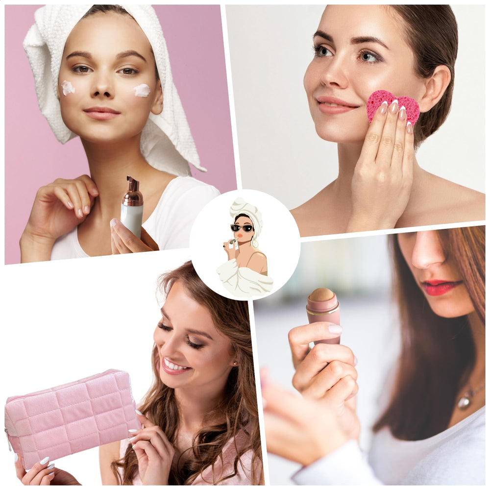 KS LUX oil-absorbing roller in use reducing shine for a fresh look