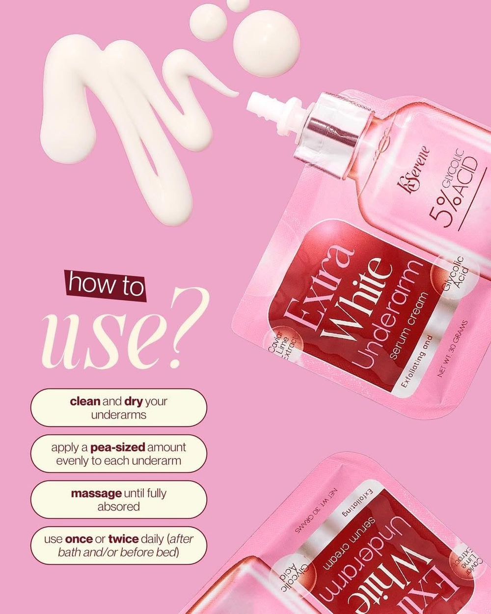 KSerene cream texture close-up highlighting fast-absorbing, non-greasy finish benefit