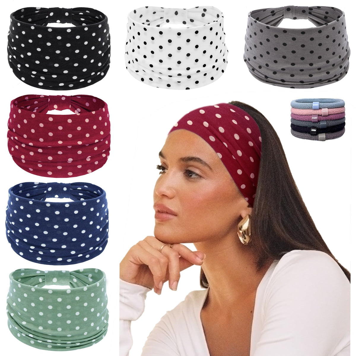 KU front packaging showing six headbands and hair ties, convenient and stylish