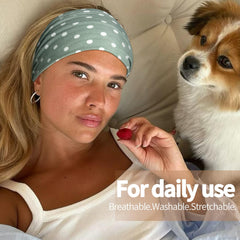 KU headband worn by model during workout showing secure non-slip fit