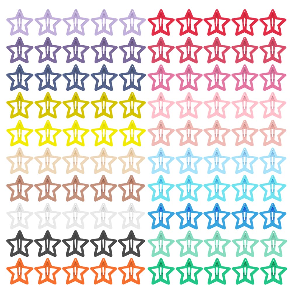 KUBOM front packaging showing 100 colorful star hair clips and value