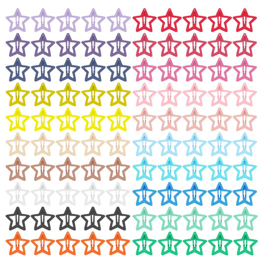 KUBOM front packaging showing 100 colorful star hair clips and value