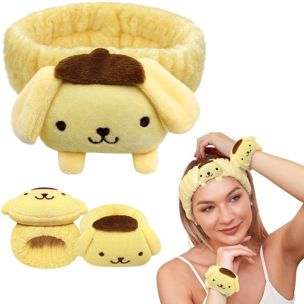 Kugiter front view of headband and wristbands showing cute yellow set and neat packaging