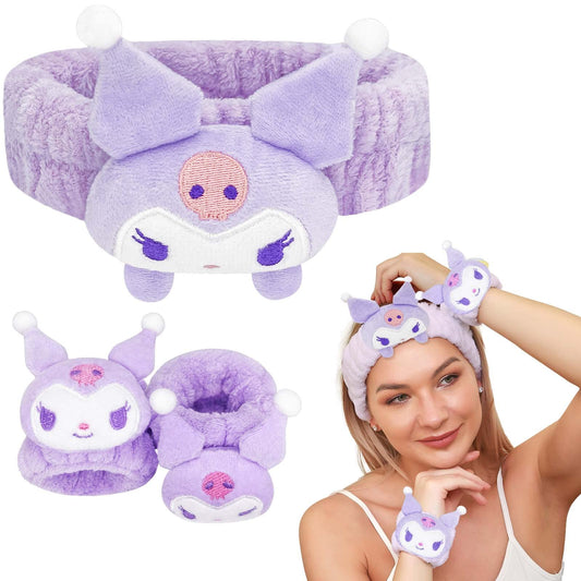 Kugiter headband and wristbands front view showing cute purple set and convenience