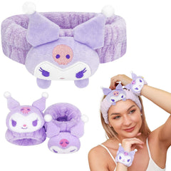 Kugiter headband and wristbands front view showing cute purple set and convenience