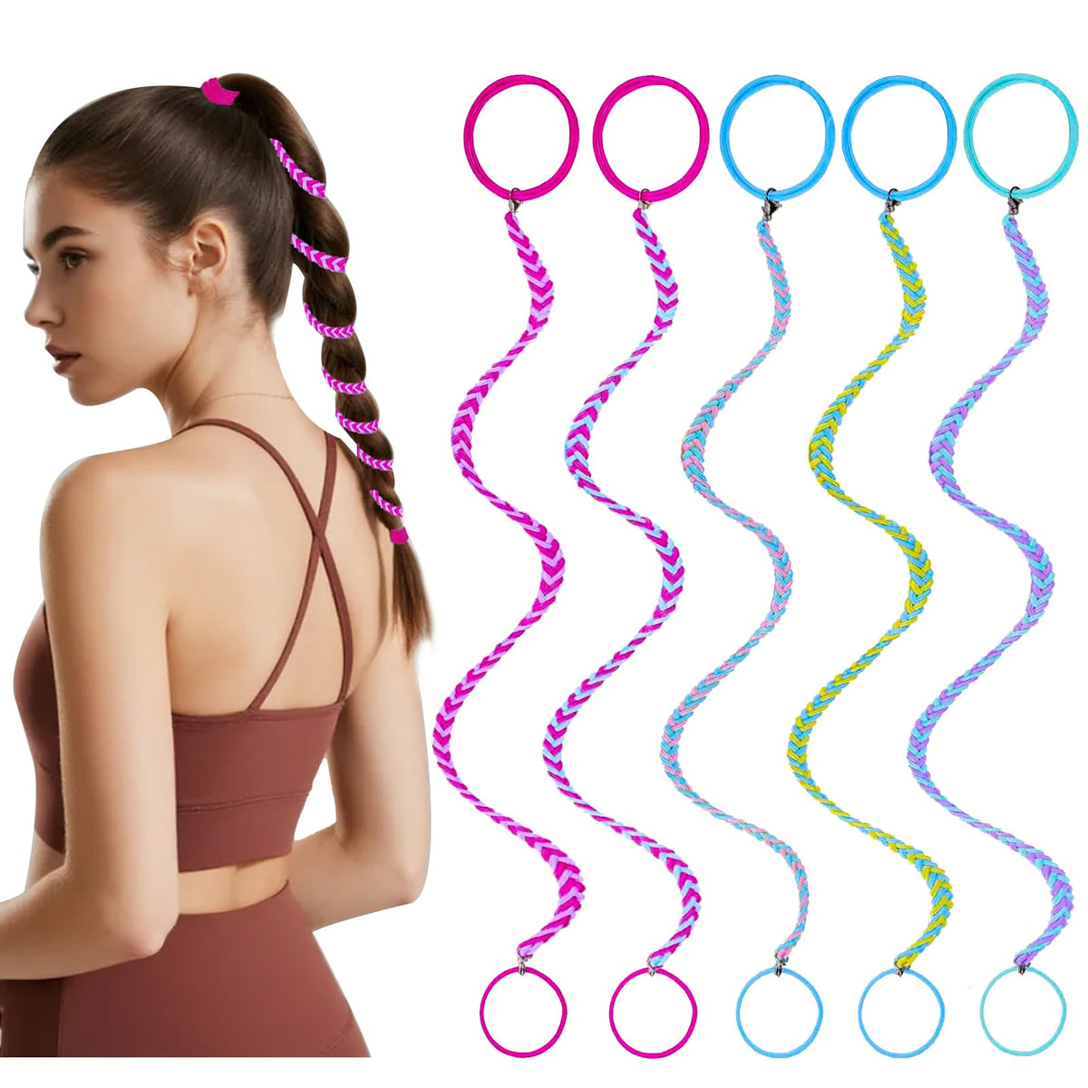 KUNAL colorful hair wraps pack front view showing five vibrant ties and compact packaging benefit: quick styling