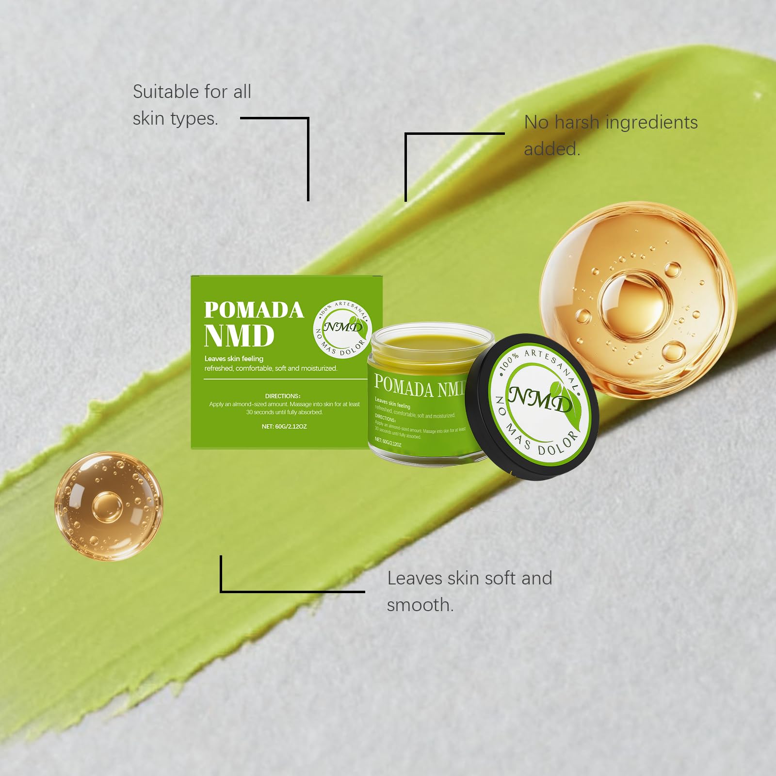 KunMan cream applied to hands highlighting fast-absorbing hydration benefit