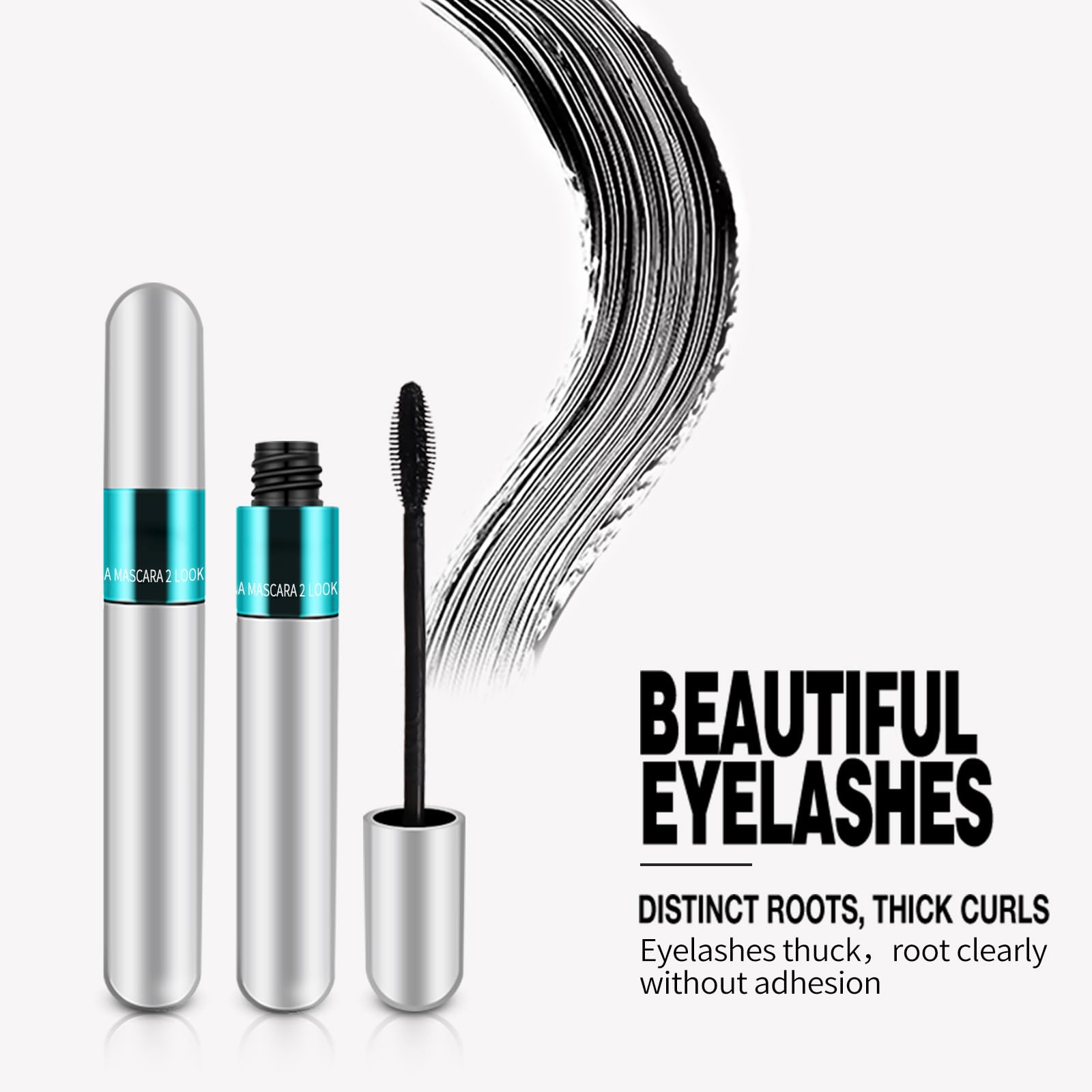 KUNSHNBEI mascara applied on a model showing long smudge-resistant lashes
