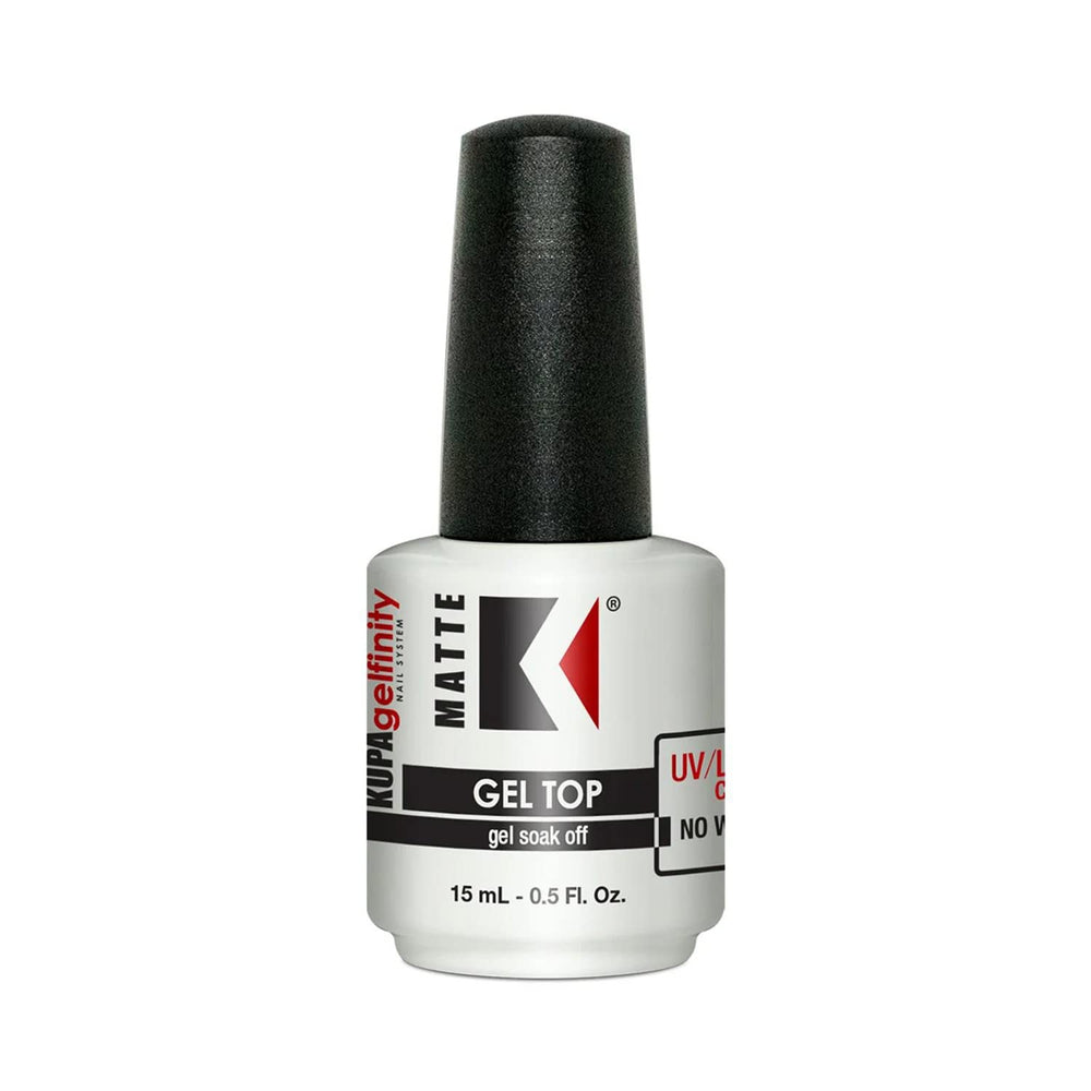 KUPA GelFinity front bottle showing label and matte finish benefit
