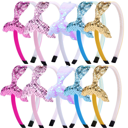 KuuGuu headband front pack showing ten colorful mermaid bands and sparkle benefit