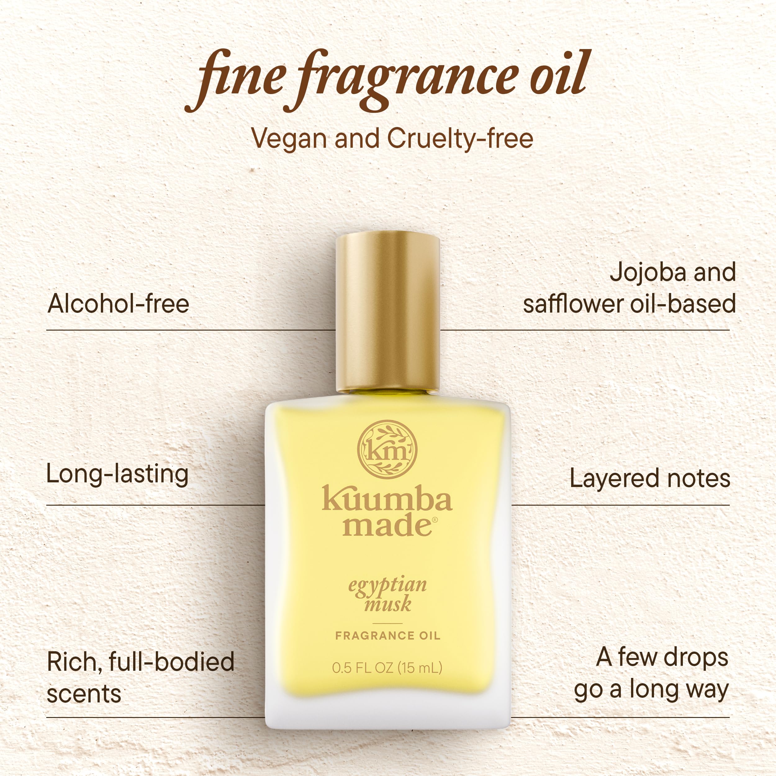 Kuumba Made label and ingredient list view highlighting alcohol-free formulation