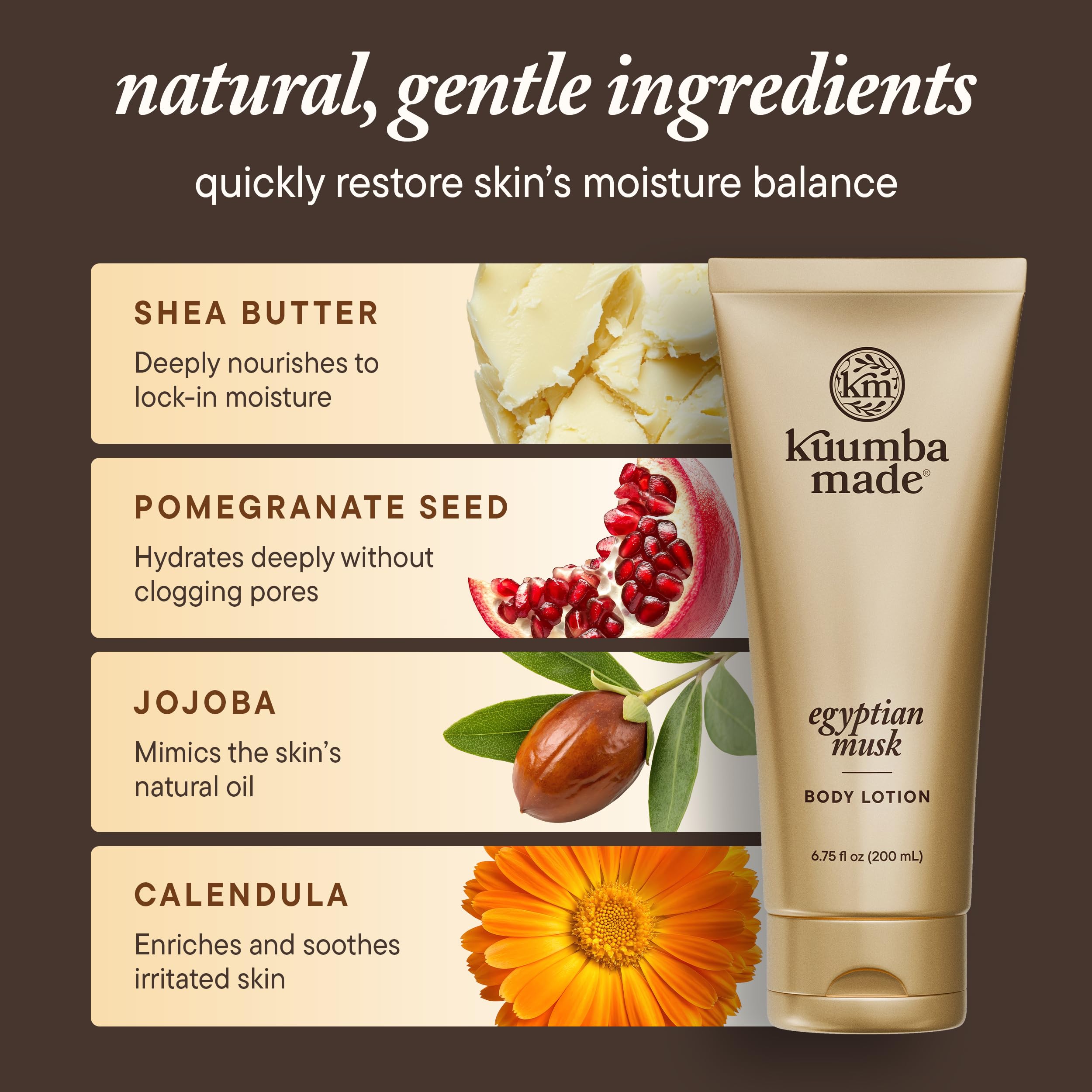 Kuumba Made lotion on hands during application for quick non-greasy hydration