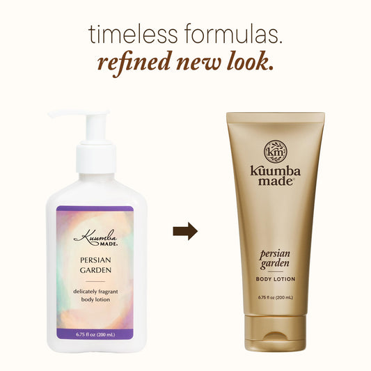 Kuumba Made lotion pump close-up highlighting easy dispensing and convenient use