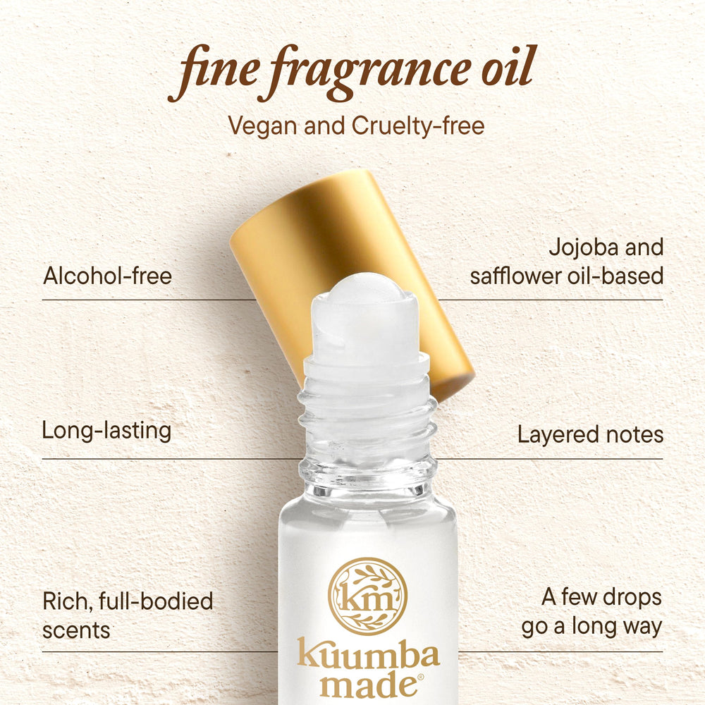Applying Kuumba Made Pikaki Lei on wrist for long-lasting, subtle scent