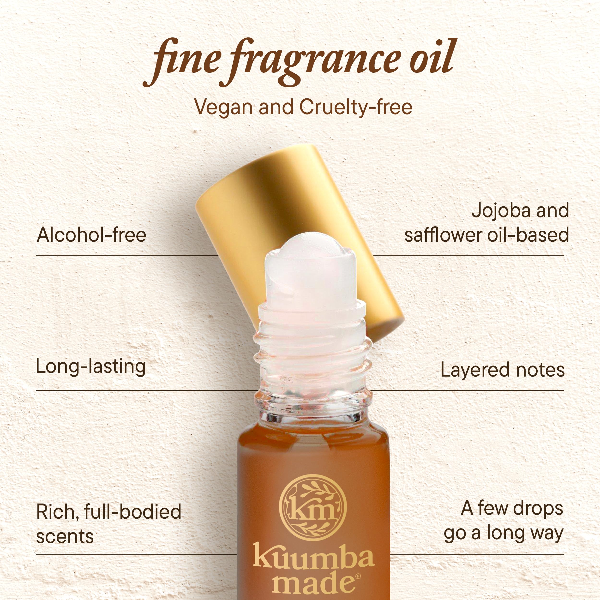 Kuumba Made next to coin showing 0.15 fl oz size for travel convenience