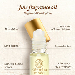 Kuumba Made product label showing wind dancer notes and vegan cruelty-free benefit
