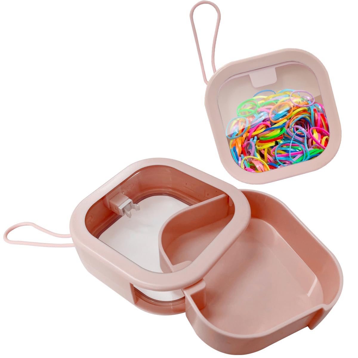 KVZVK transparent lid revealing neatly arranged hair ties and small items for quick selection