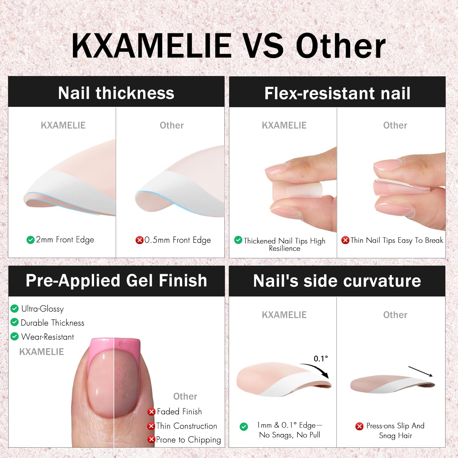 KXAMELIE close-up royal blue French tip highlighting color and chip resistance