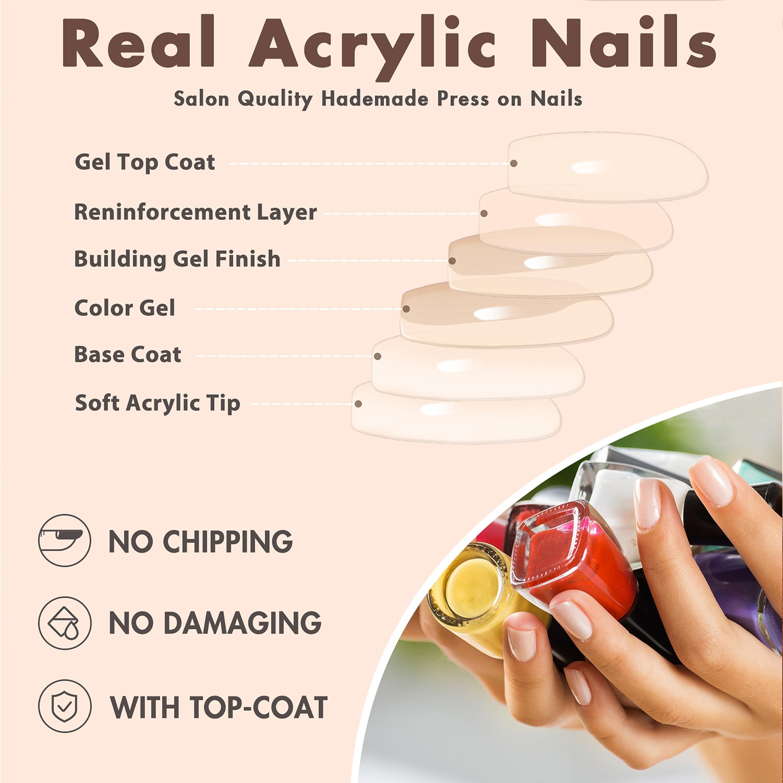 KXAMELIE cuticle fit side view showing flexible fit for natural nail comfort benefit