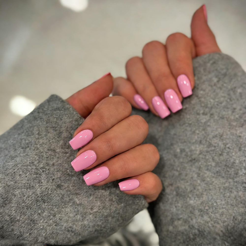 KXAMELIE front packaging showing baby pink press-on nails and included kit benefit