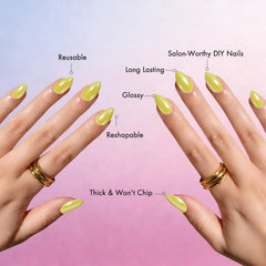 KXAMELIE in hand scale comparison showing size and natural-looking fit benefit
