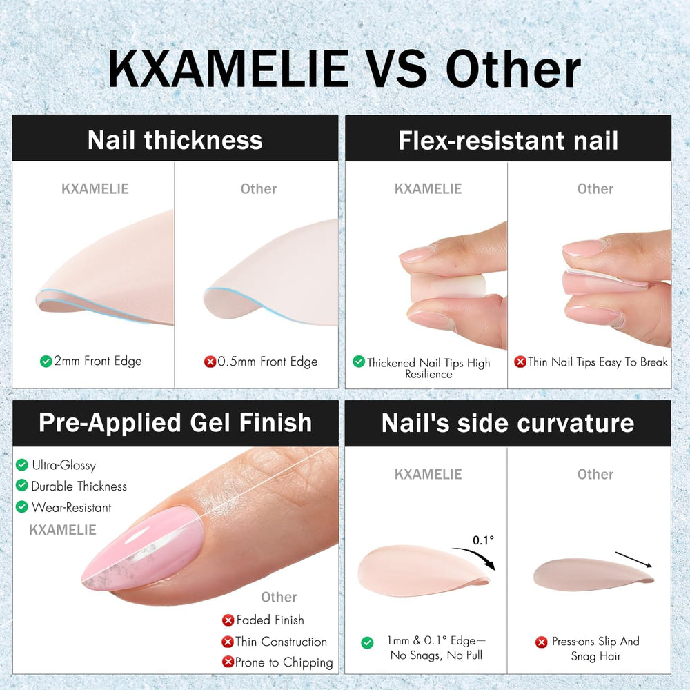 KXAMELIE worn on hand lifestyle shot demonstrating chic almond shape benefit