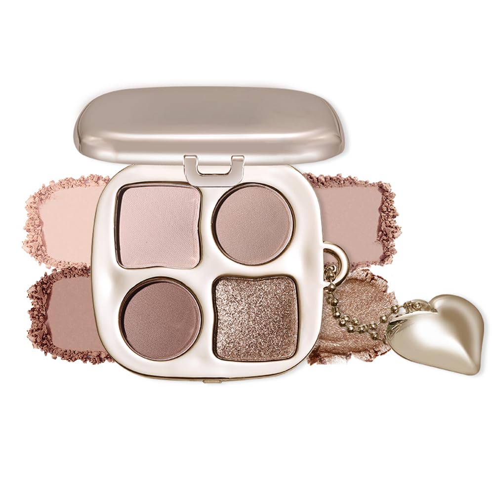 KXmzeG close-up of four pans showing cool-toned matte texture and blendability benefit