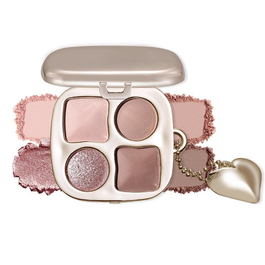 KXmzeG open palette with mirror displaying four cool matte shades for quick touch-ups