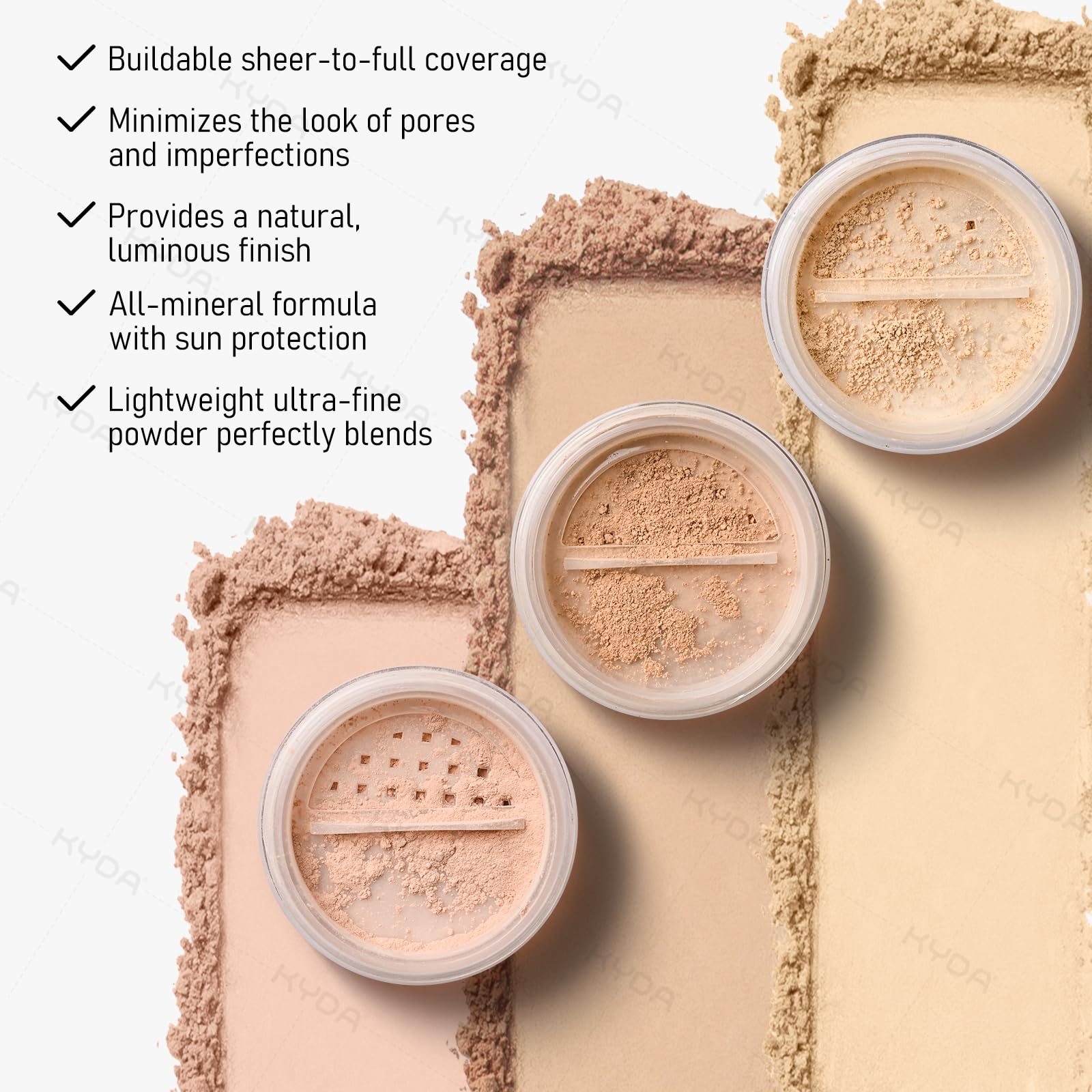 KYDA brush circular buffing on skin for natural blended finish benefit