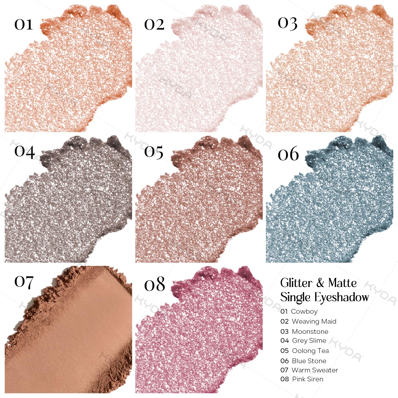 KYDA fingertip swatch demonstrating easy pick-up and precise application