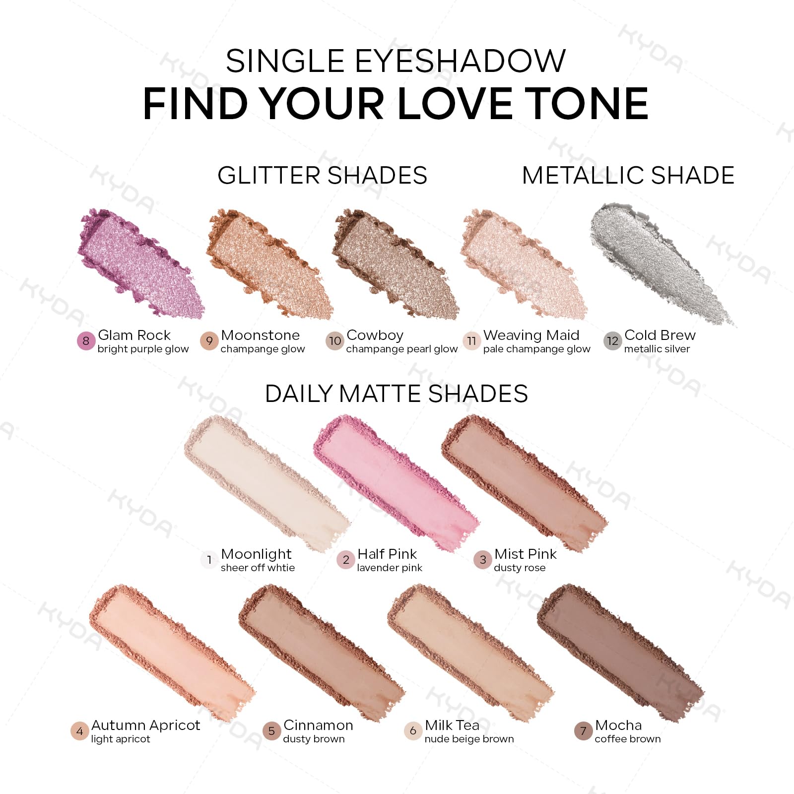 KYDA swatch on skin illustrating true milk-tea brown pigment and buildable payoff