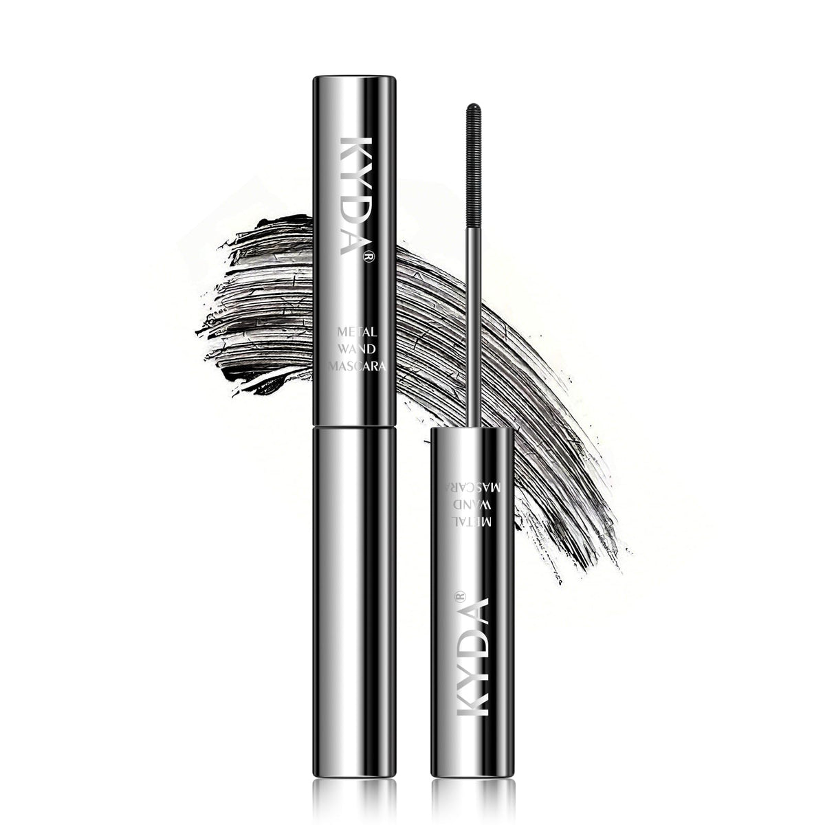 KYDA front packaging showing compact waterproof mascara, easy storage benefit