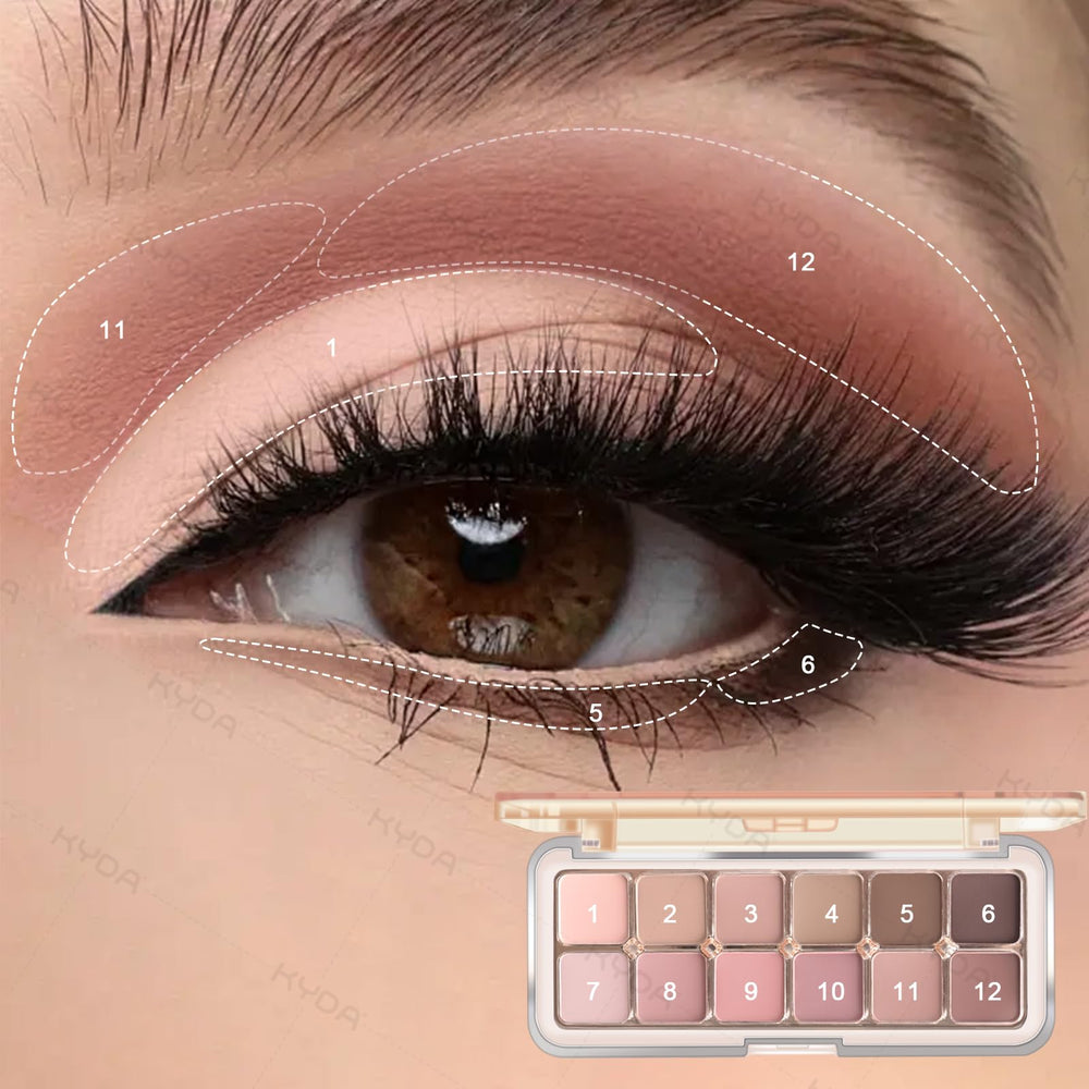 KYDA three included brushes displayed with palette for quick application