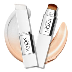 KYDA color changing foundation stick front view showing compact travel-ready design and quick application benefit
