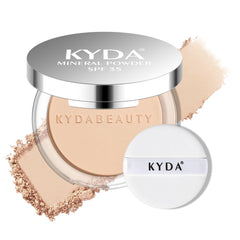 KYDA compact front packaging showing shade #LIGHT and SPF 35 benefits