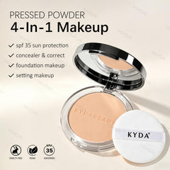 KYDA compact open revealing pressed powder pan for quick touch-ups
