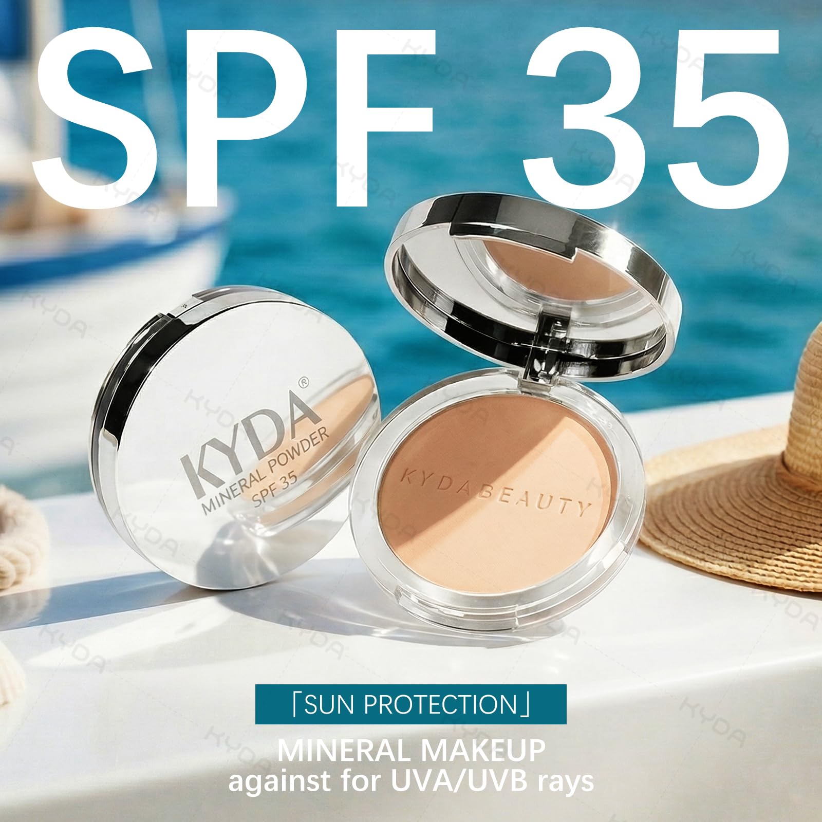 KYDA compact open with included puff for fast, even application benefit