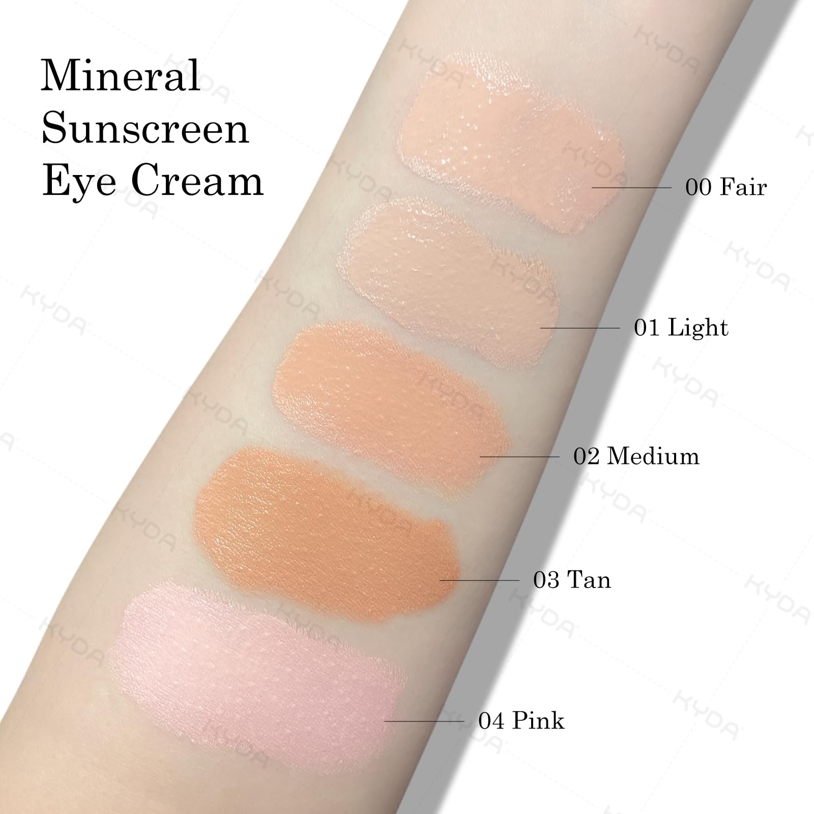 KYDA eye cream ingredients label close-up for transparency