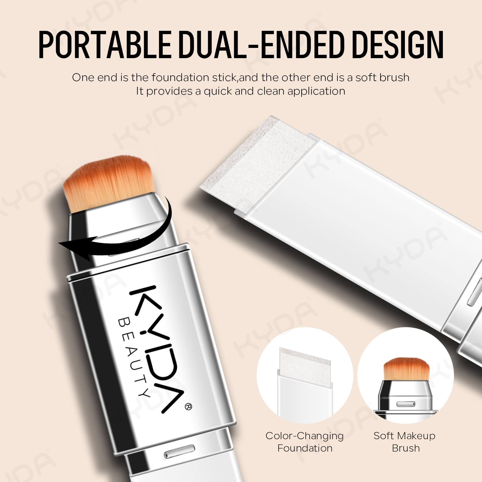 KYDA foundation in a lifestyle bag ready for travel showing convenience and quick touch-up benefit