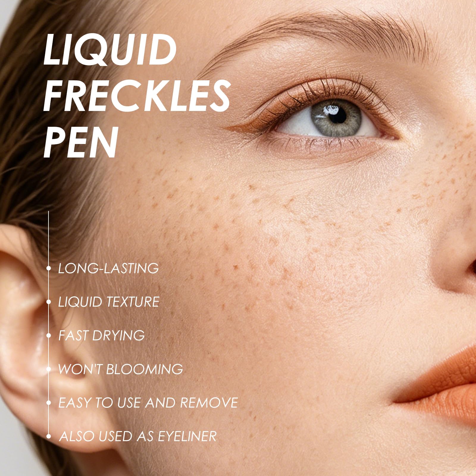 KYDA applying freckles to cheek showing quick, buildable dotting technique