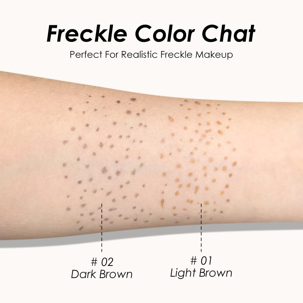 KYDA freckle pen application in hand illustrating easy control and quick dotting for natural freckles