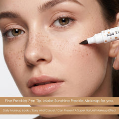 KYDA before and after face showing subtle natural freckles transformation