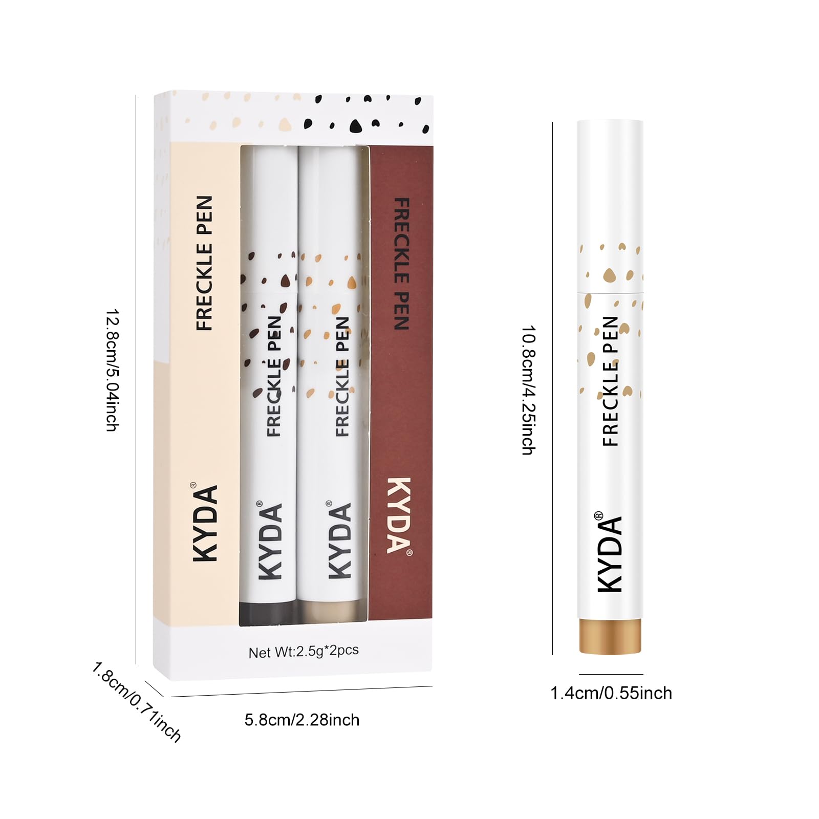 KYDA freckle pen styled lifestyle makeup scene on vanity showing finished sunkissed makeup effect