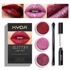 KYDA front packaging showing the glitter lip kit and benefits for gifting