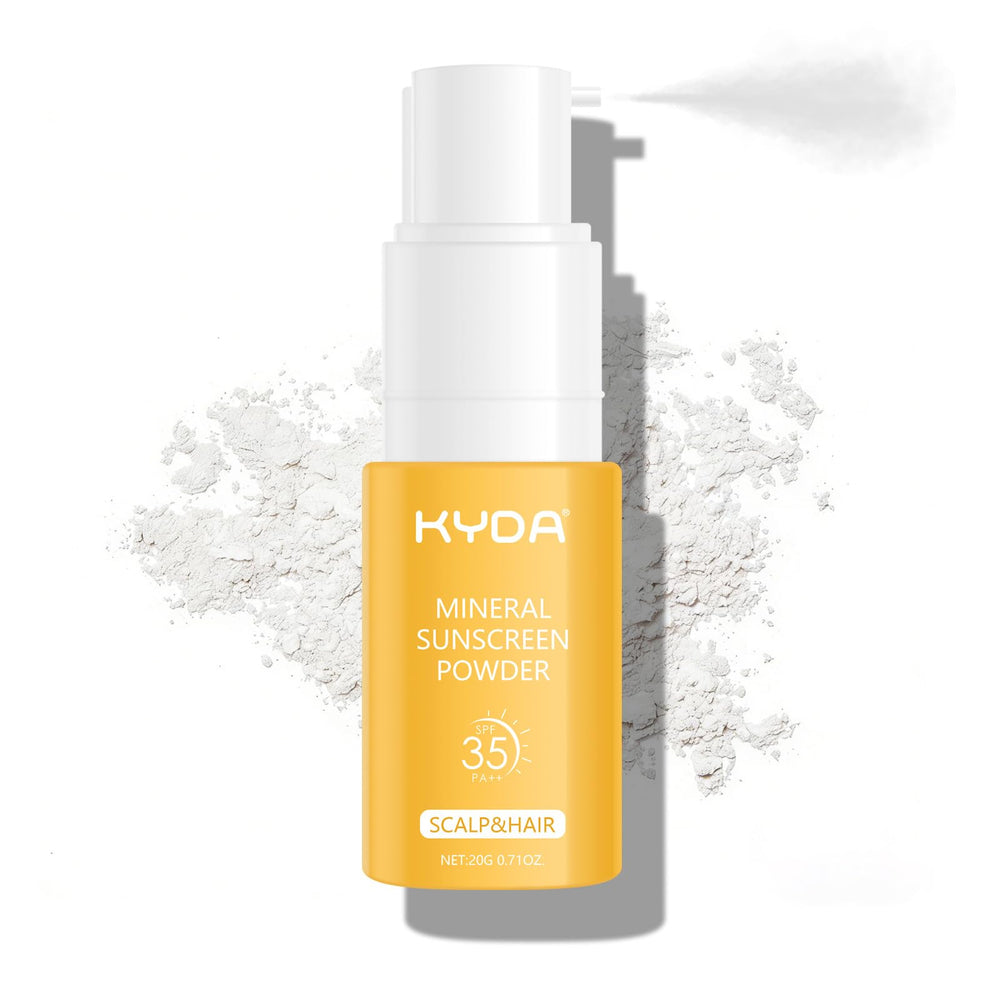 KYDA front packaging shows compact travel bottle and SPF benefit