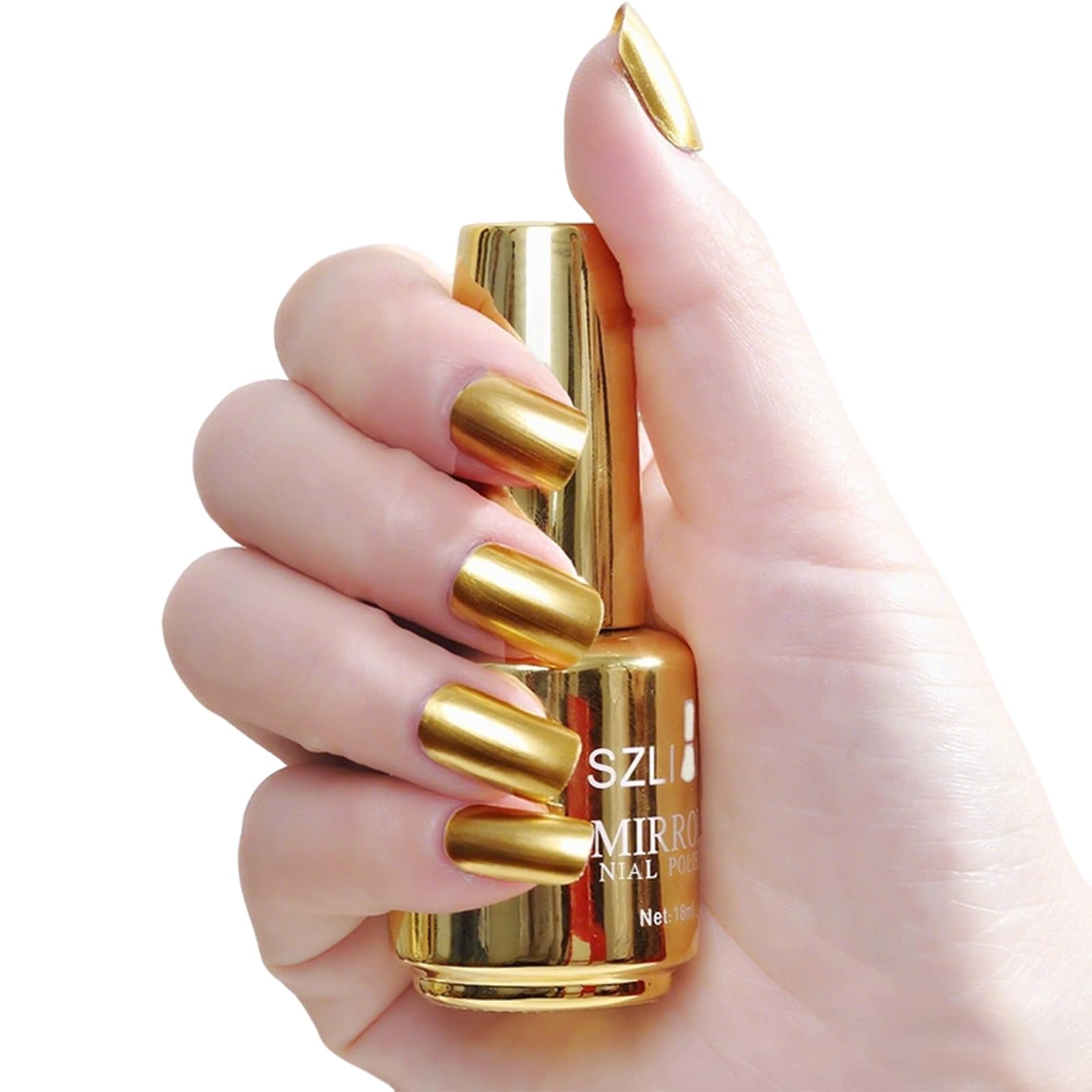 KYDA front bottle view showing gold mirror shimmer and bold shine