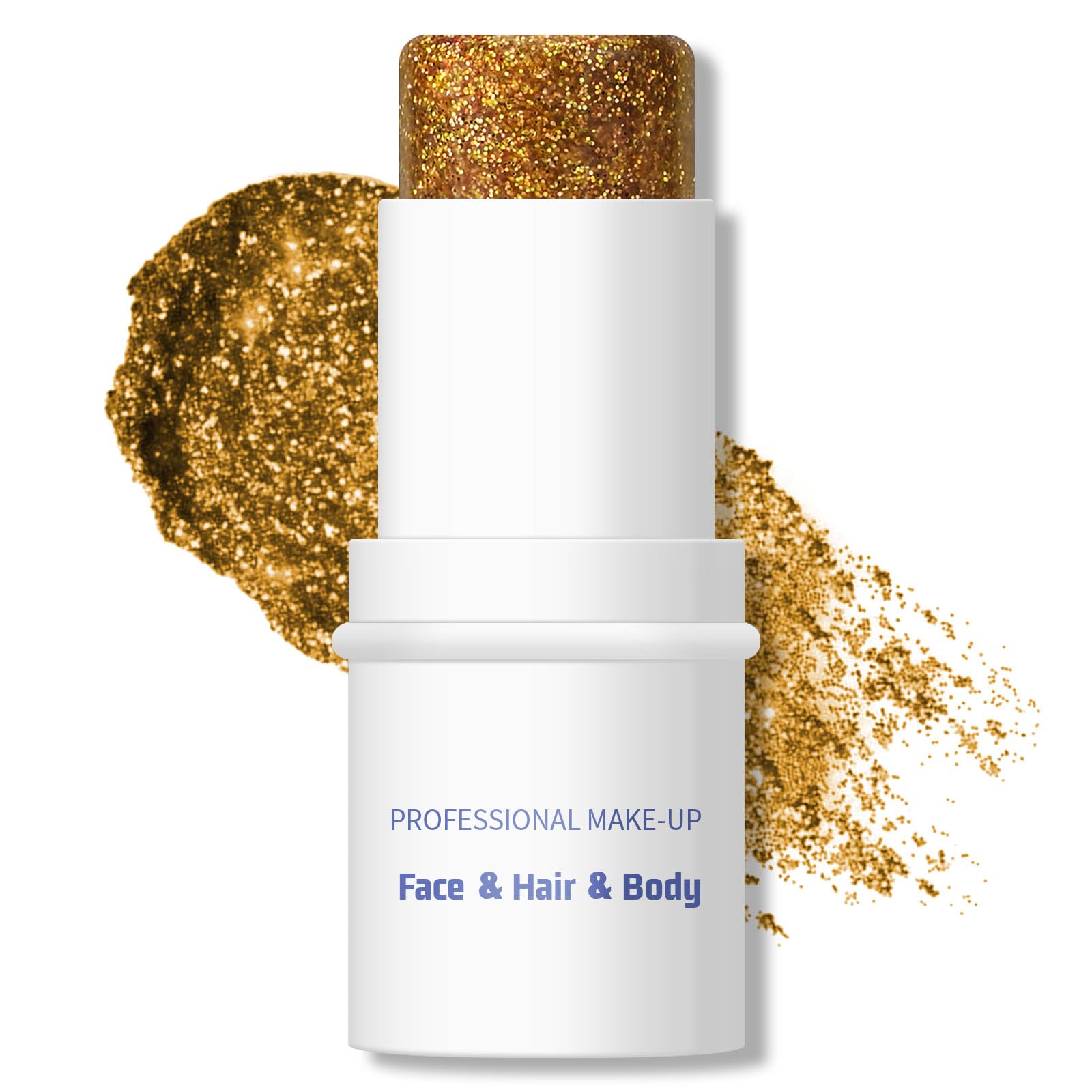 KYDA golden glitter stick front view showing compact applicator and color