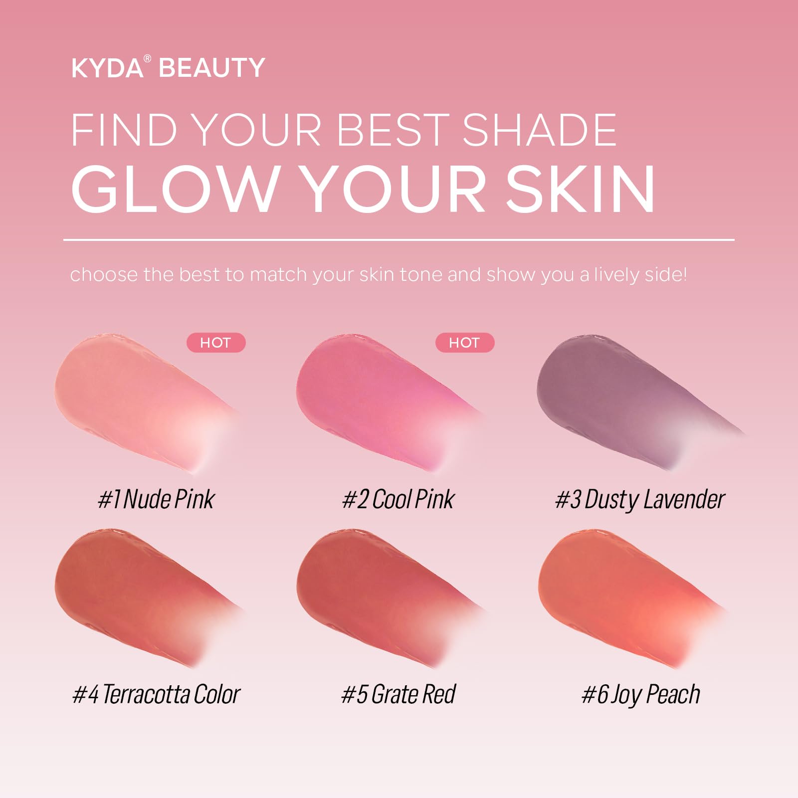 KYDA applied on cheek in use illustrating natural blended finish